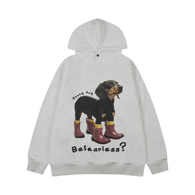 Creative Loose Shoes Puppy Dog Printed Hoodie