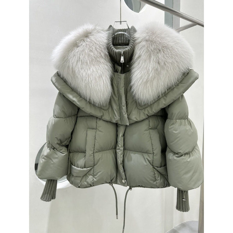 High-end Fox Fur Collar White Duck Down Short Down Jacket Female Light Luxury Loose And Warm Puffer Jacket Coat