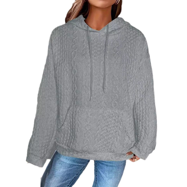 Women's Casual Jacquard Fashion Pocket Long-sleeved Shirt Knitted Sweater