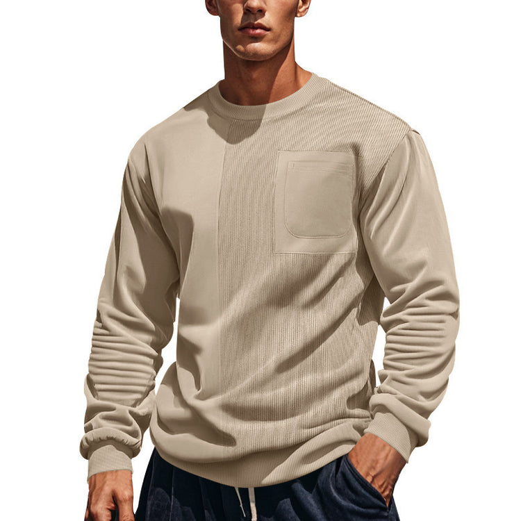 Patchwork Round Neck Men's Casual Sweatshirt