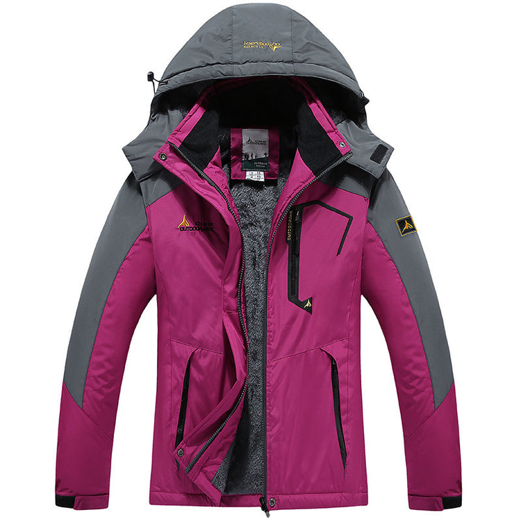 Female Shell Jacket Plus Size Fleece-lined Thicker Windproof Riding