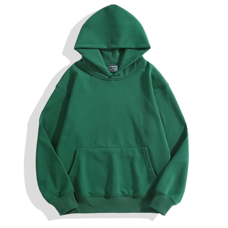 500g Heavy-duty Fleece Shoulder Down Hoodie Without Drawstring