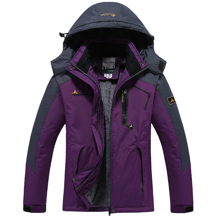 Female Shell Jacket Plus Size Fleece-lined Thicker Windproof Riding