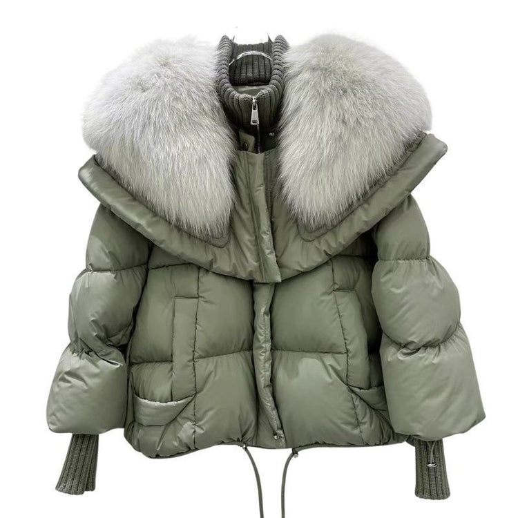 High-end Fox Fur Collar White Duck Down Short Down Jacket Female Light Luxury Loose And Warm Puffer Jacket Coat