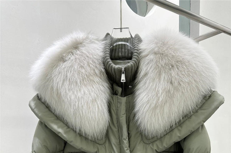 High-end Fox Fur Collar White Duck Down Short Down Jacket Female Light Luxury Loose And Warm Puffer Jacket Coat