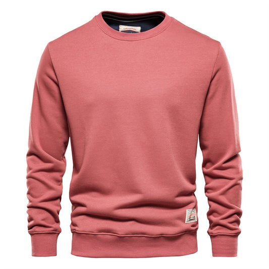 Long Sleeve Solid Color Hoodie Street Loose Round Neck Men's Sports Base