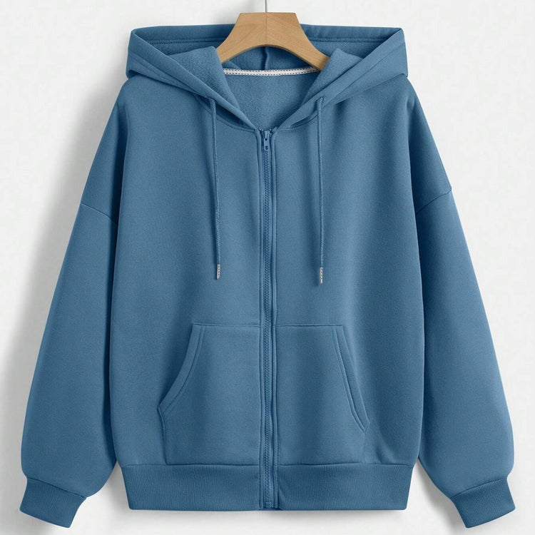 New Outdoor Drawstring Hoodie Zipper Pocket Casual Sweatshirt