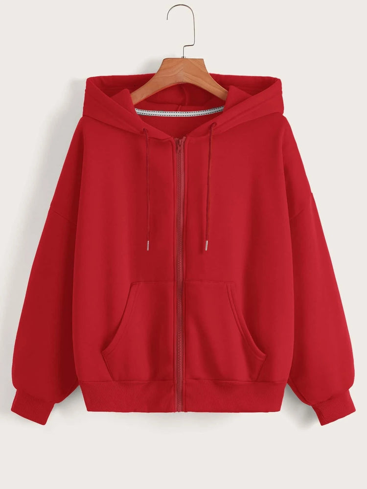 New Outdoor Drawstring Hoodie Zipper Pocket Casual Sweatshirt