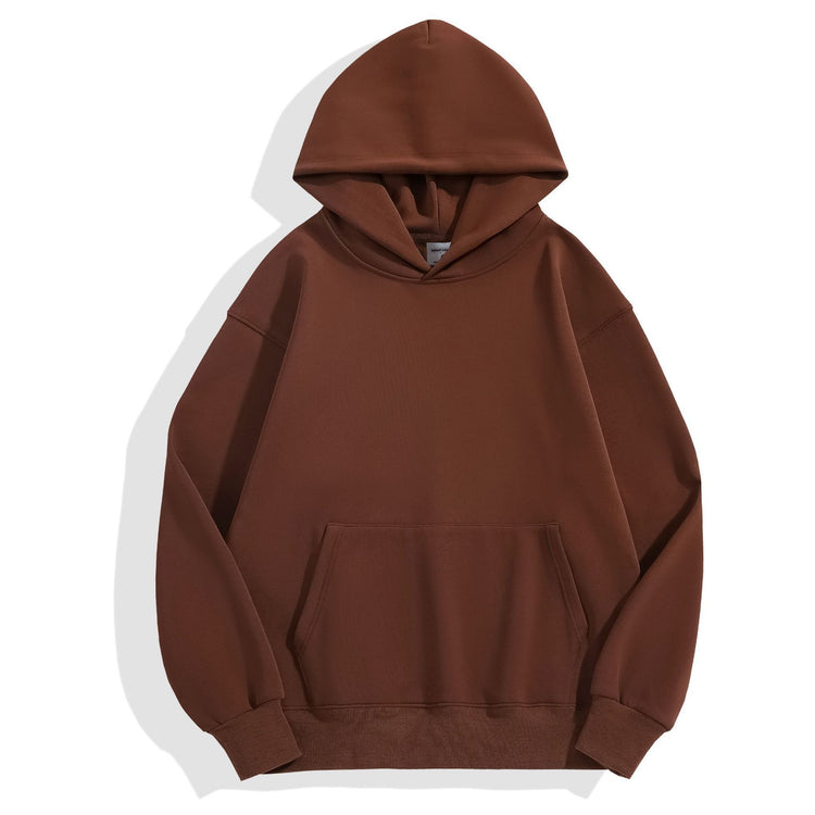 500g Heavy-duty Fleece Shoulder Down Hoodie Without Drawstring