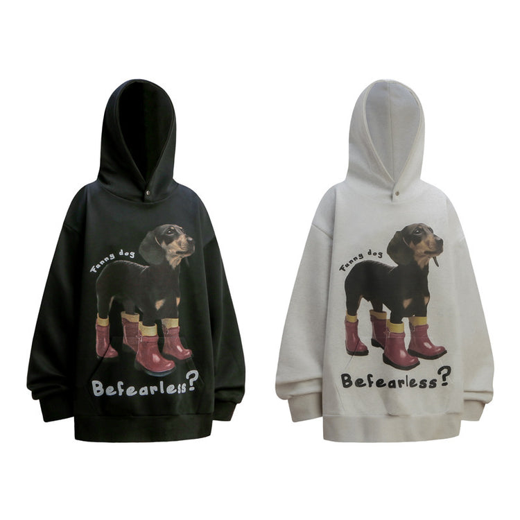 Creative Loose Shoes Puppy Dog Printed Hoodie