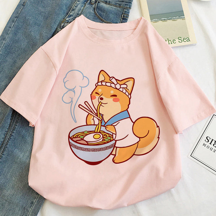 Cat Kawaii Cartoon Pattern T-shirt Women