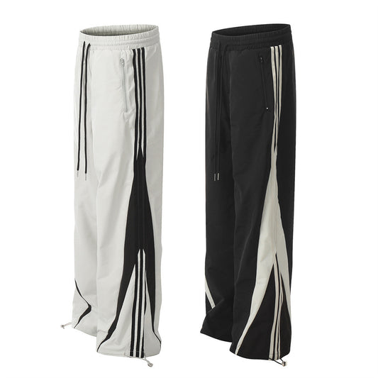 Stitching Sports Casual Straight Trousers Men