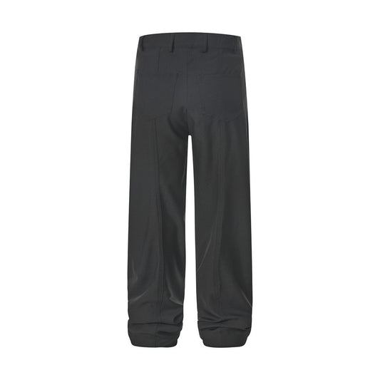 Solid Color Loose Straight Trousers Men